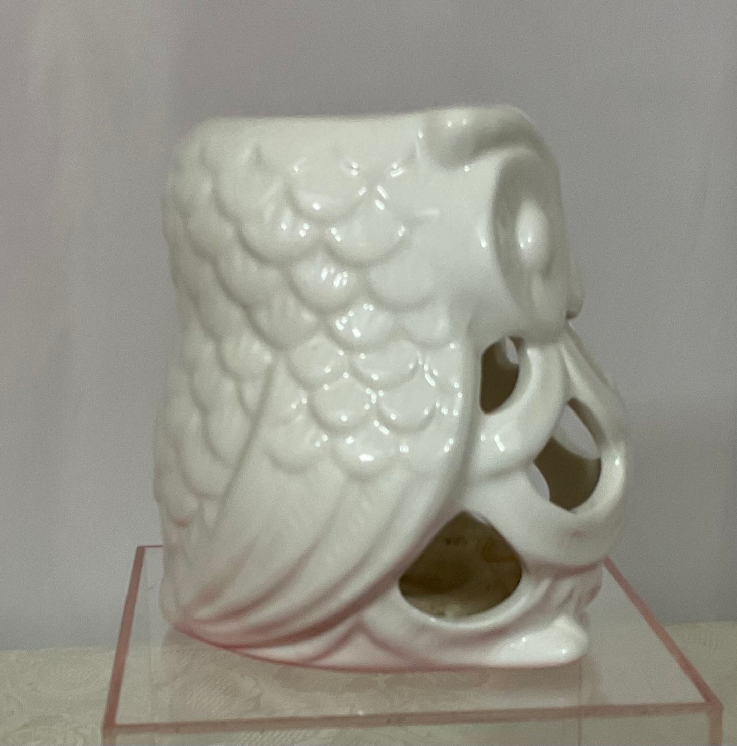 Votive Candle Holder - White Owl