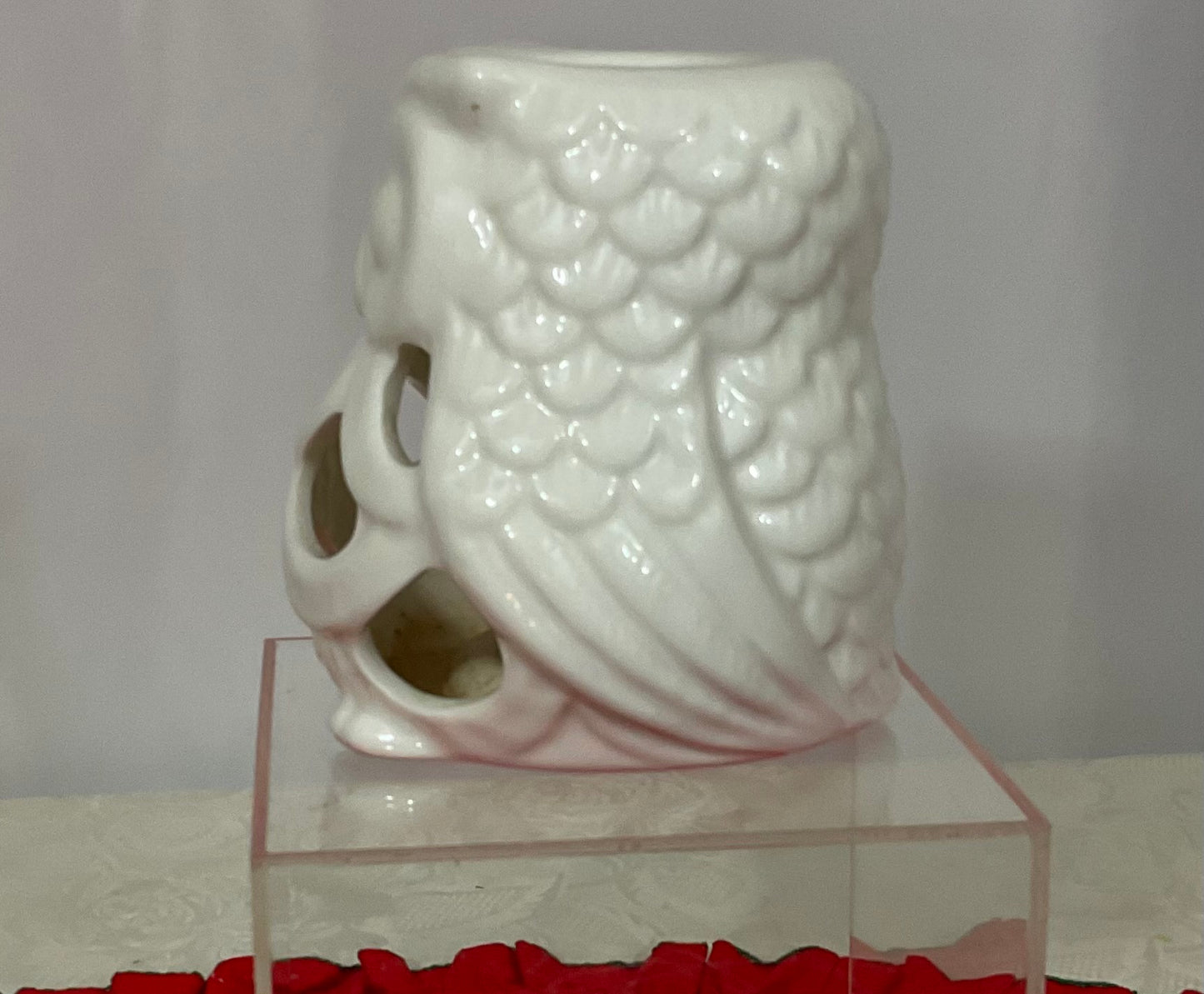 Votive Candle Holder - White Owl