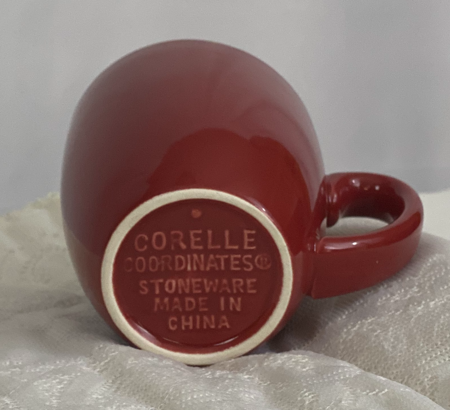 Set of Six (6) Cups/Mugs Corelle Coordinates Stoneware - Red/Rust Color Approx 4” H x 3 ¼ Diameter