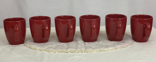 Set of Six (6) Cups/Mugs Corelle Coordinates Stoneware - Red/Rust Color Approx 4” H x 3 ¼ Diameter