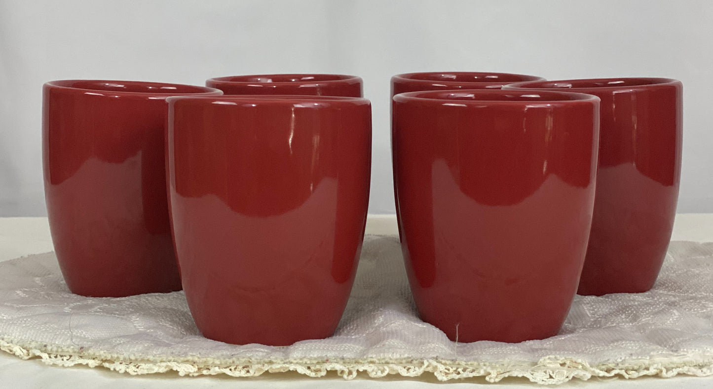 Set of Six (6) Cups/Mugs Corelle Coordinates Stoneware - Red/Rust Color Approx 4” H x 3 ¼ Diameter