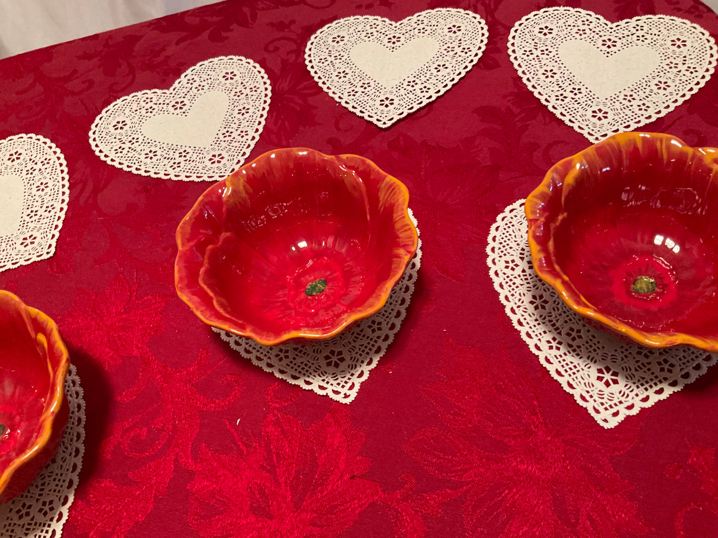 Bowls - 3-Piece Set - Watercolor Poppies