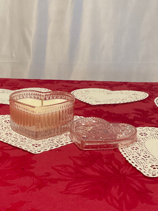 Candle -- Glass Heart-Shaped Container