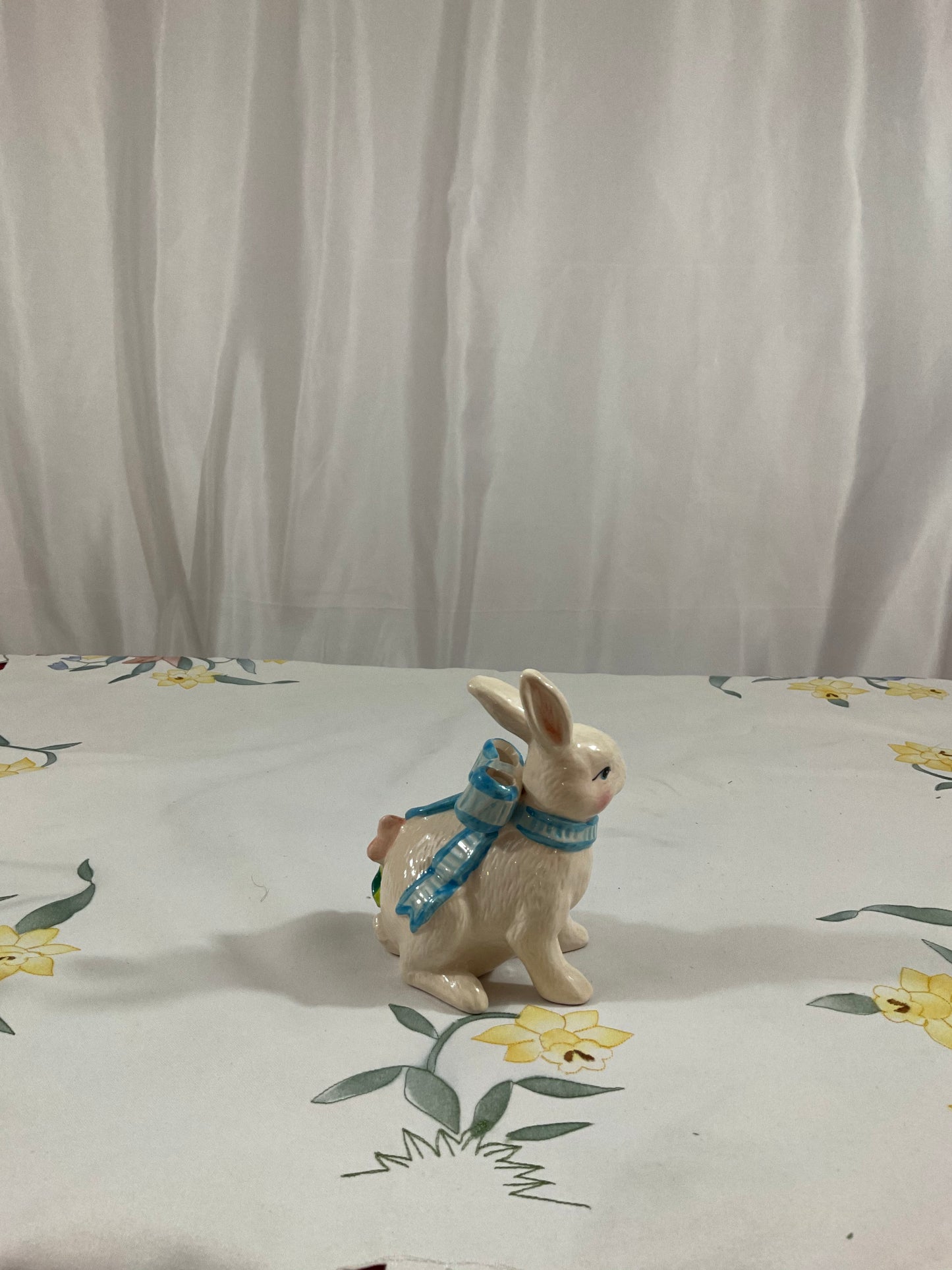 Easter - Bunny Figurine With Ribbon/Flowers
