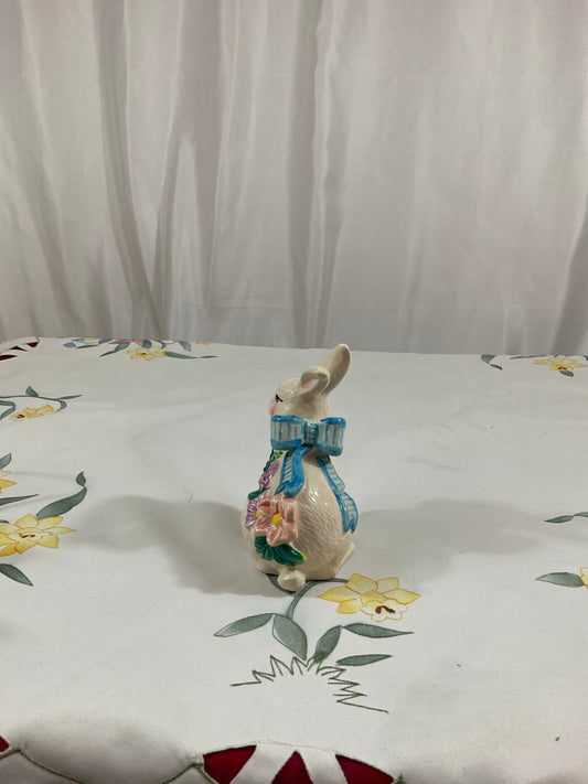 Easter - Bunny Figurine With Ribbon/Flowers