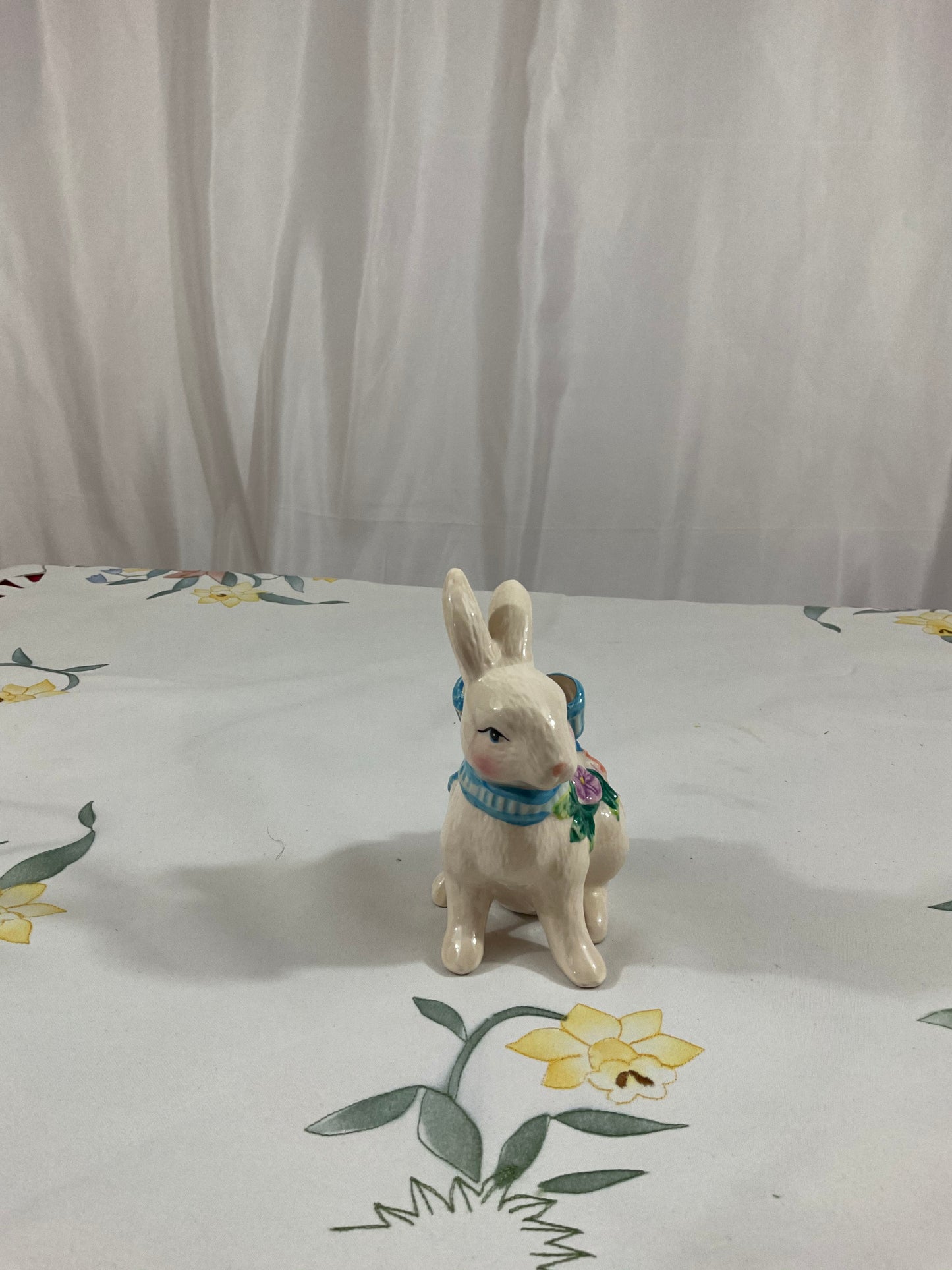 Easter - Bunny Figurine With Ribbon/Flowers