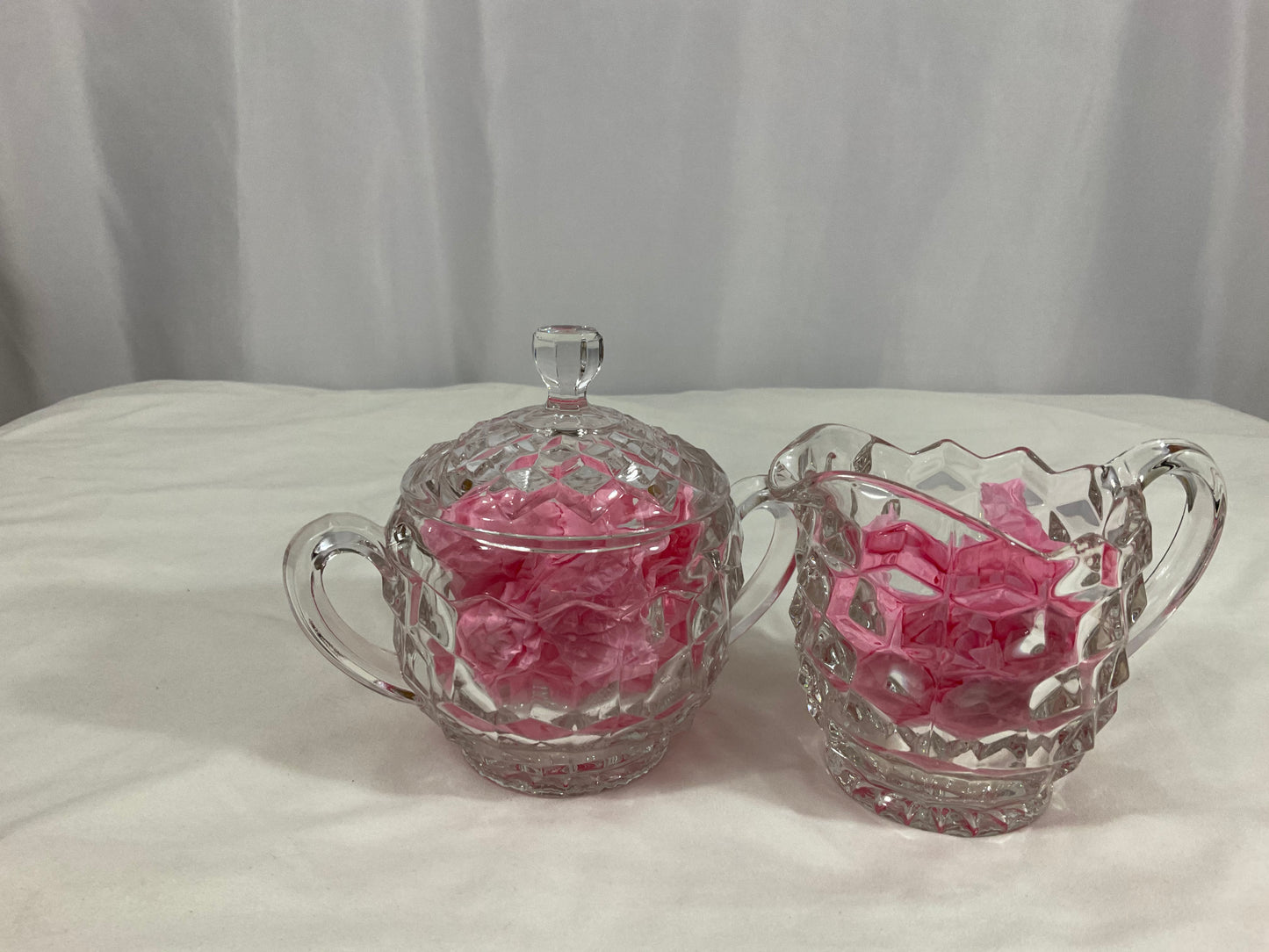 Creamer and Sugar Set - 3-Pc Set - Clear Glass