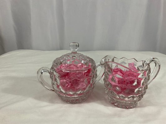 Creamer and Sugar Set - 3-Pc Set - Clear Glass