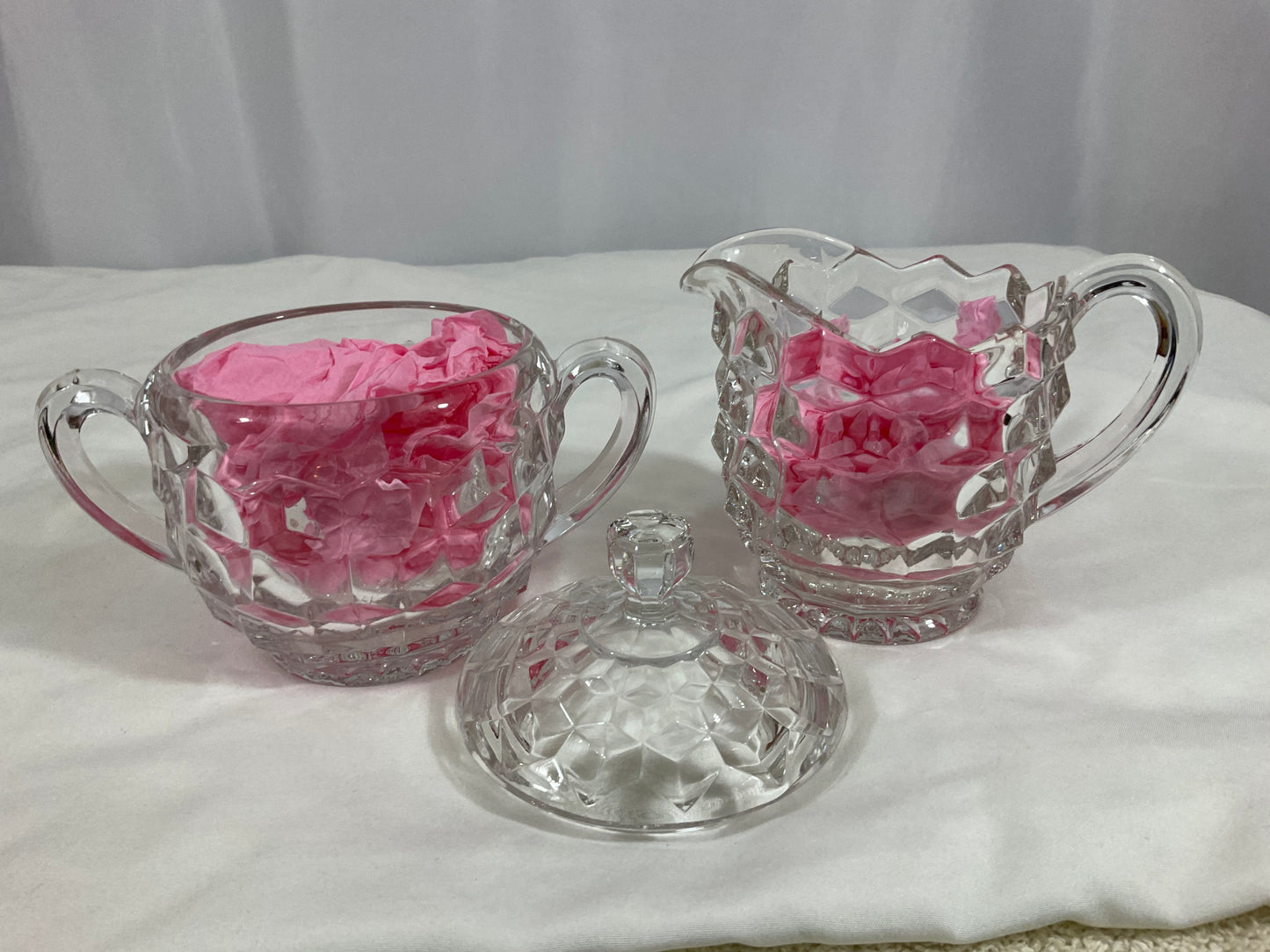 Creamer and Sugar Set - 3-Pc Set - Clear Glass