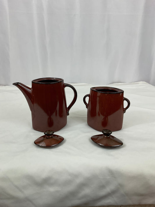Cream and Sugar Set - Brown Glaze
