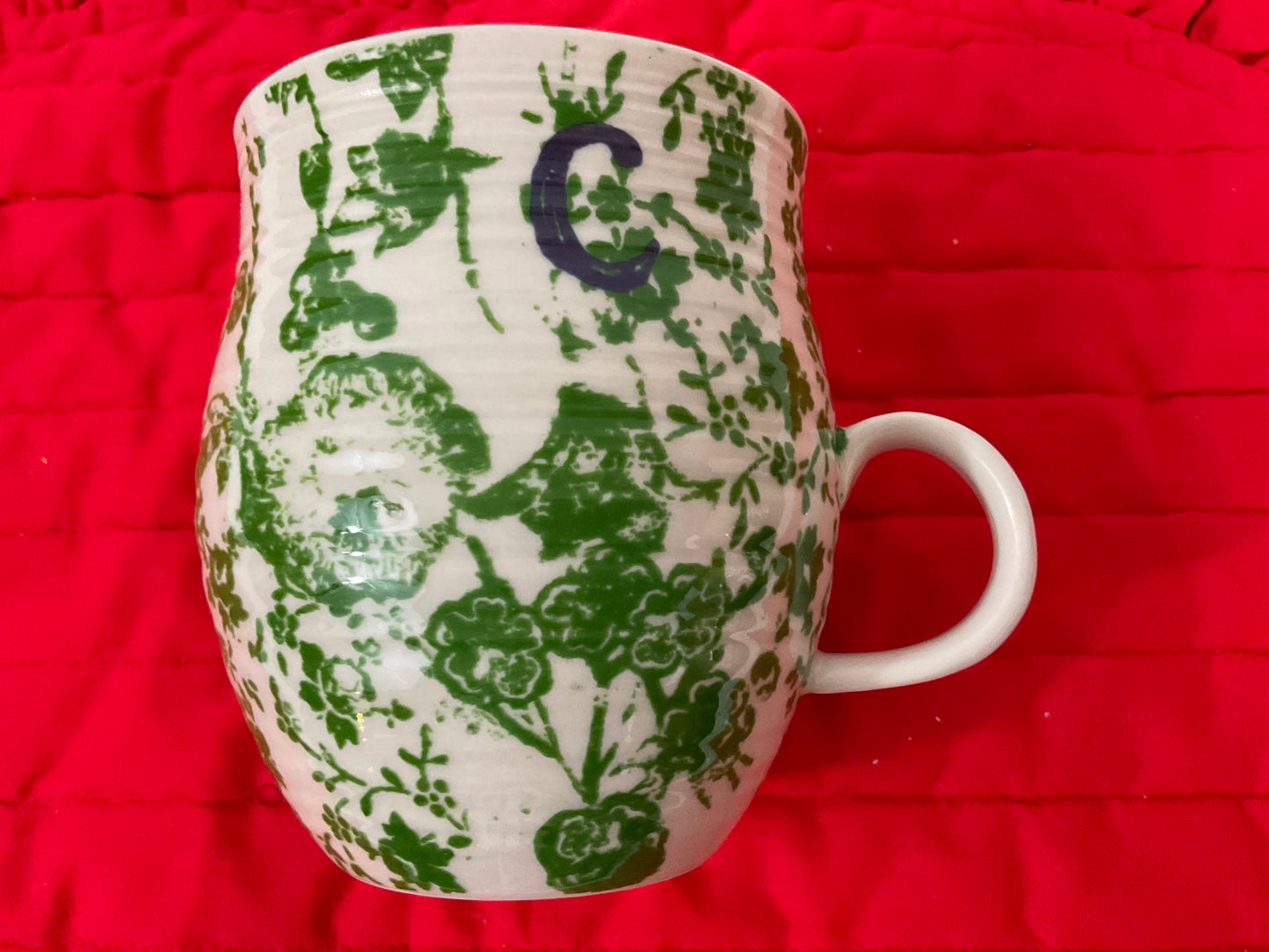 Mug - Green Floral - Initial "C"