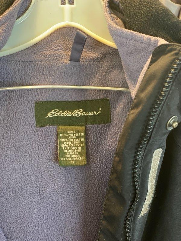Grey 100% Polyester Coat Size is Small Removal of Hood and Lining Zipper and Snap Closure Two (2) Zipper Pockets on Side