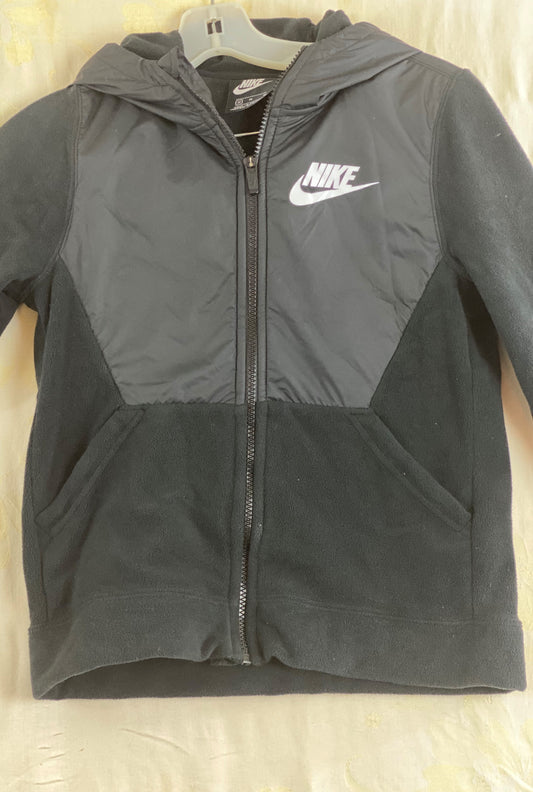 Nike Jacket with Attached Hood Fleece/Nylon Size Medium Zipper Front Closure Two (2) Front Pockets 20” Shoulder to Bottom; 20” Sleeve; 16” Across Chest