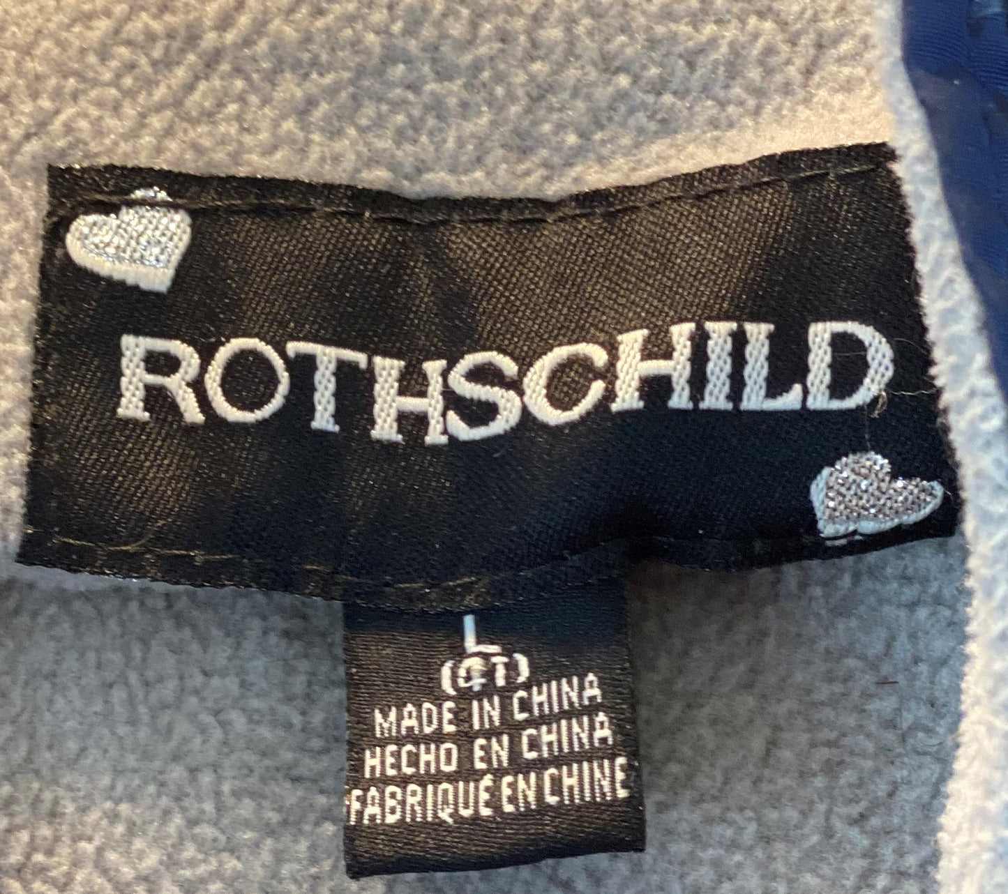 Girl’s Rothschild Coat Size 4-T Navy Blue with Silvery-Blue Stars Front Zipper Closure Two (2) Front Pockets Attached Hood - Faux Fur Lining 16” Shoulder to Bottom; 14” Sleeve; 15” Across Chest