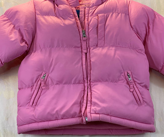 Pre-Owned - Excellent Condition Pink Coat With Attached Hood Two (2) Zipper Front Pockets Front Slot/Pocket for Mittens 15” Shoulder to Bottom 10” Sleeve 14” Across Chest