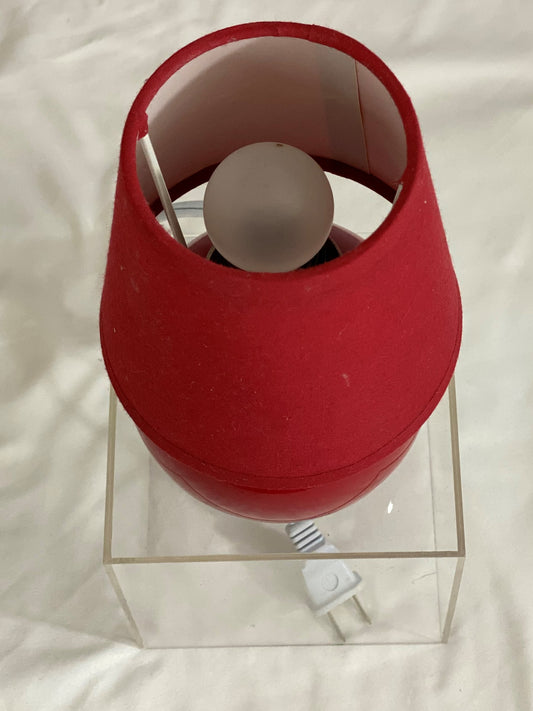Red Round Base and Red Shade Glass Base Combo Paper/Material Shade Approx 7.5” H
