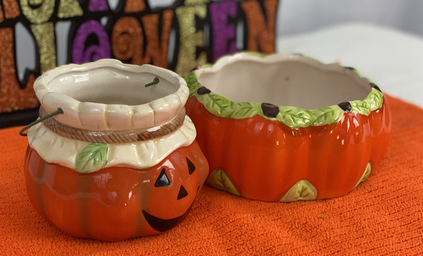 Ceramic Candy Dish Better Homes and Garden Orange/Green/Yellow Colors Approx. 6.25” W x 6” L