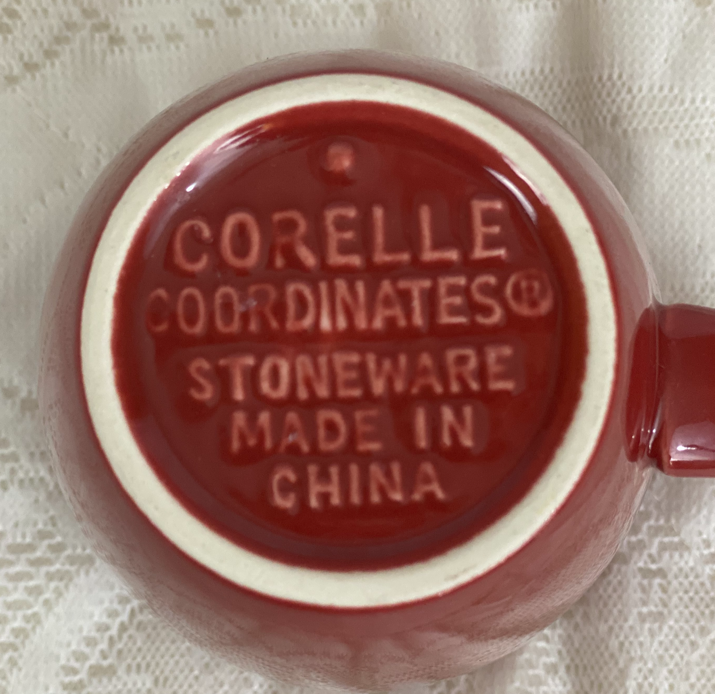 Set of Six (6) Cups/Mugs Corelle Coordinates Stoneware - Red/Rust Color Approx 4” H x 3 ¼ Diameter