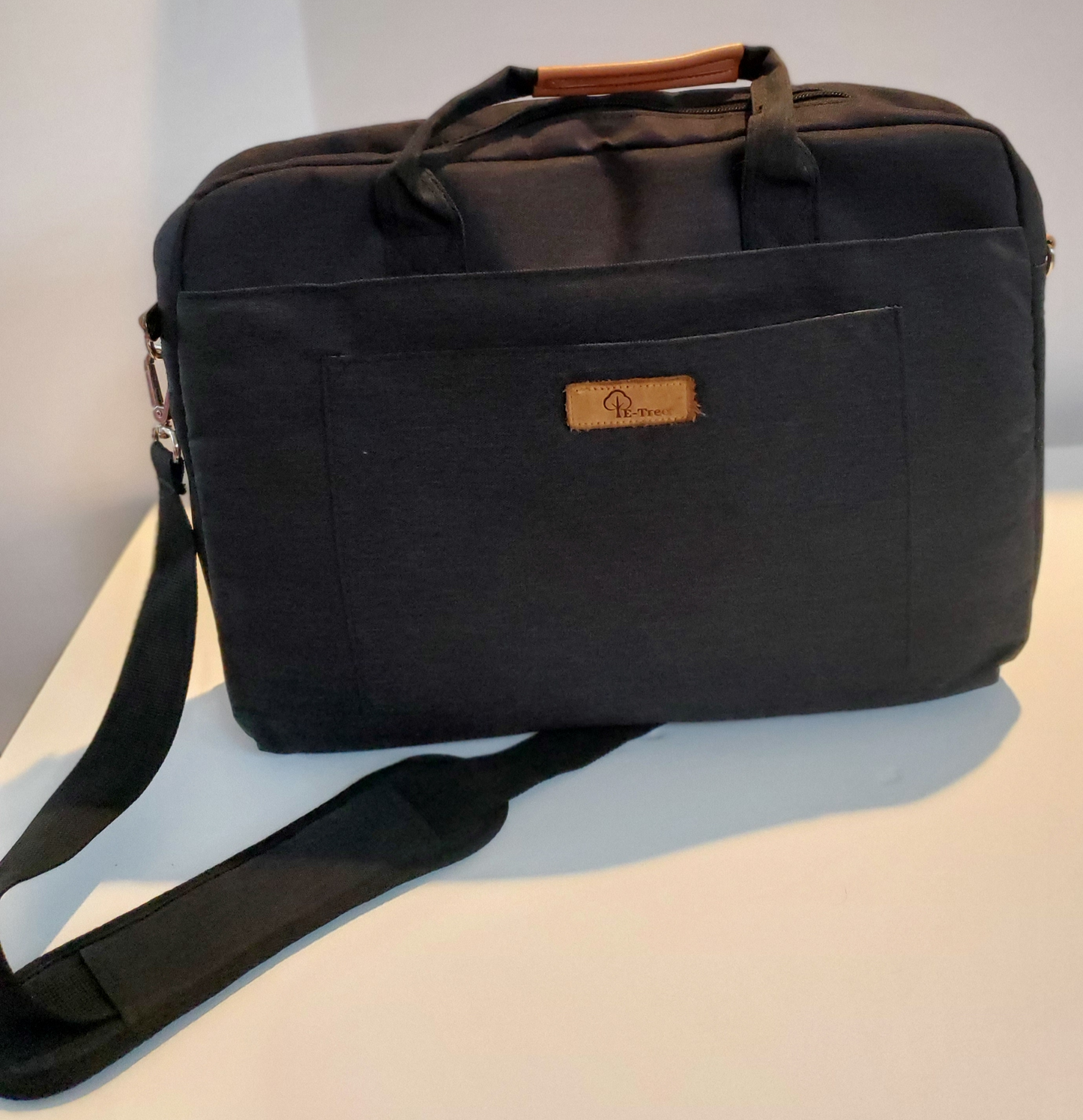 E-Tree Brand -Fits 15” Laptop Padded Case Shoulder Strap Two (2) Handles on Top (Tan) Top Zipper for Closure Front Zipper Pocket Front Slot Pocket Approx: 16.5” W x 12” H x 2.5” D