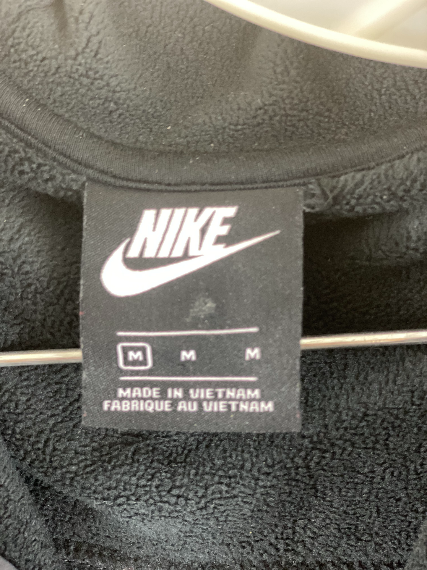 Nike Jacket with Attached Hood Fleece/Nylon Size Medium Zipper Front Closure Two (2) Front Pockets 20” Shoulder to Bottom; 20” Sleeve; 16” Across Chest