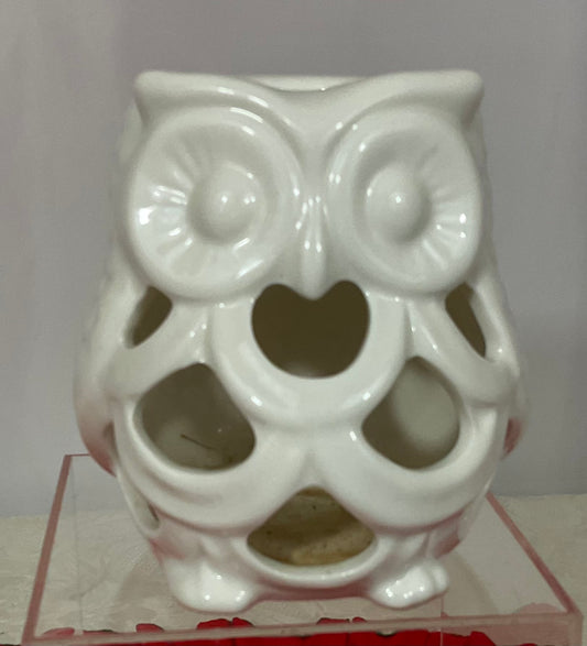 Votive Candle Holder - White Owl