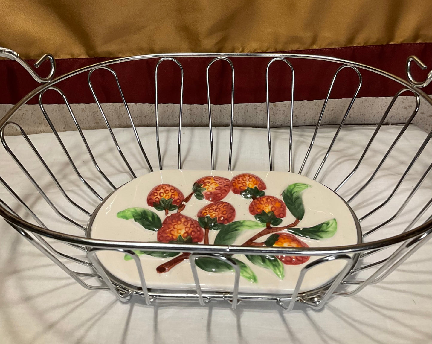 Wire Basket - Strawberry Pattern