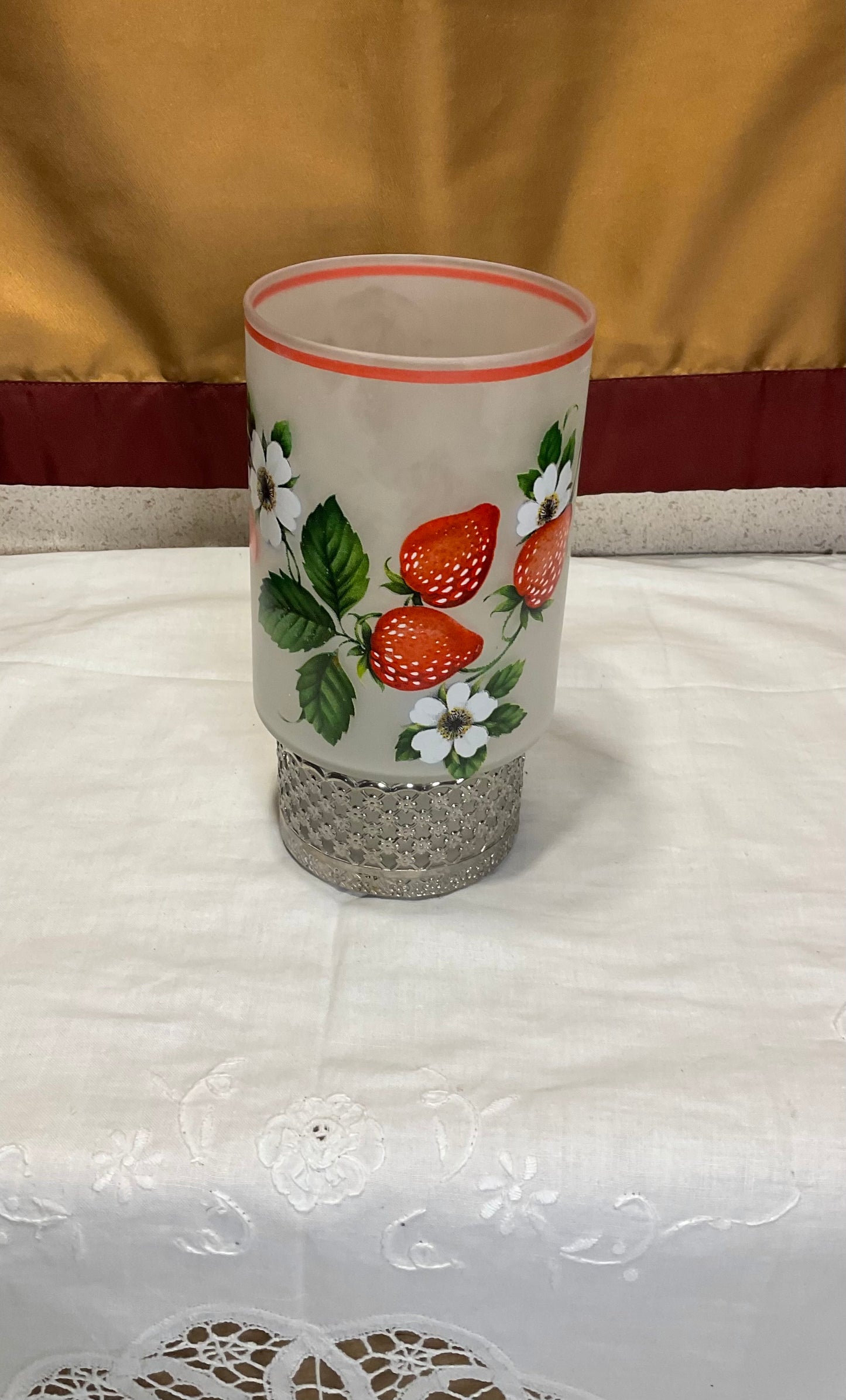 Candle Holder - Strawberry Pattern