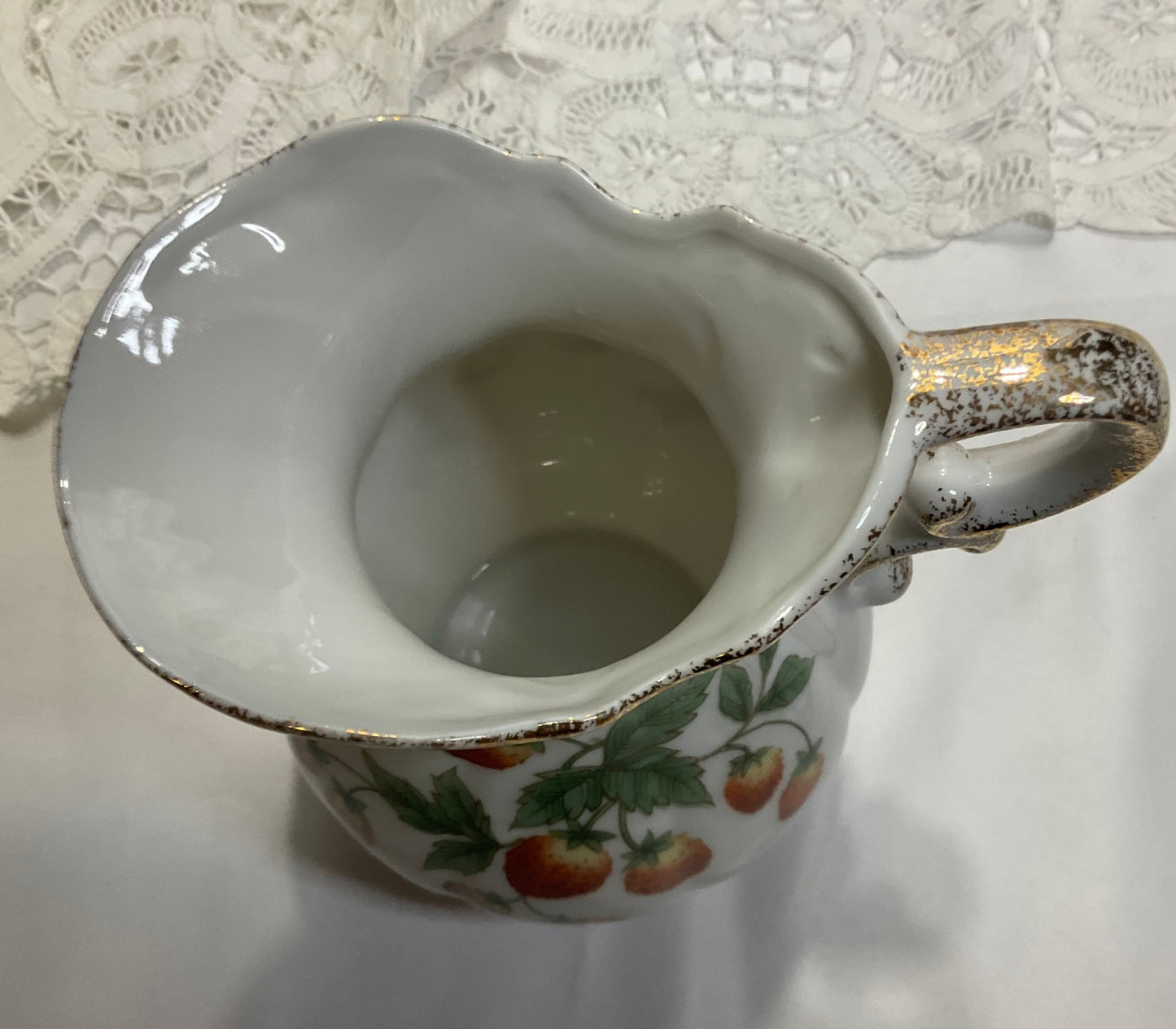 Pitcher and Saucer - Strawberry Pattern