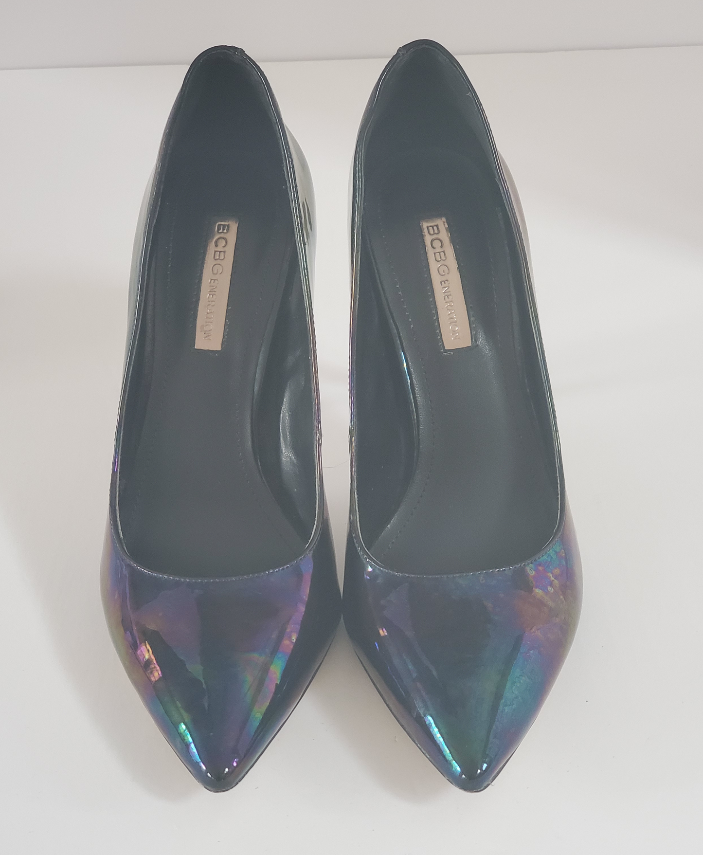 Patent Leather High Heel  Approx 4.5 Heel  Iridescent Mixture of Colors - Purple, Turquoise, Green  Gold Undertones  Leather Soles