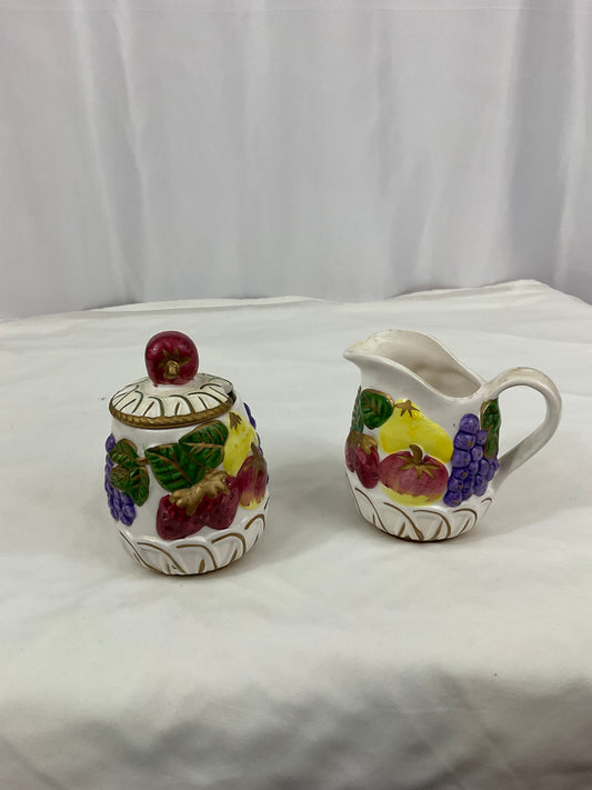 Creamer and Sugar Bowl Set - Fruit Design