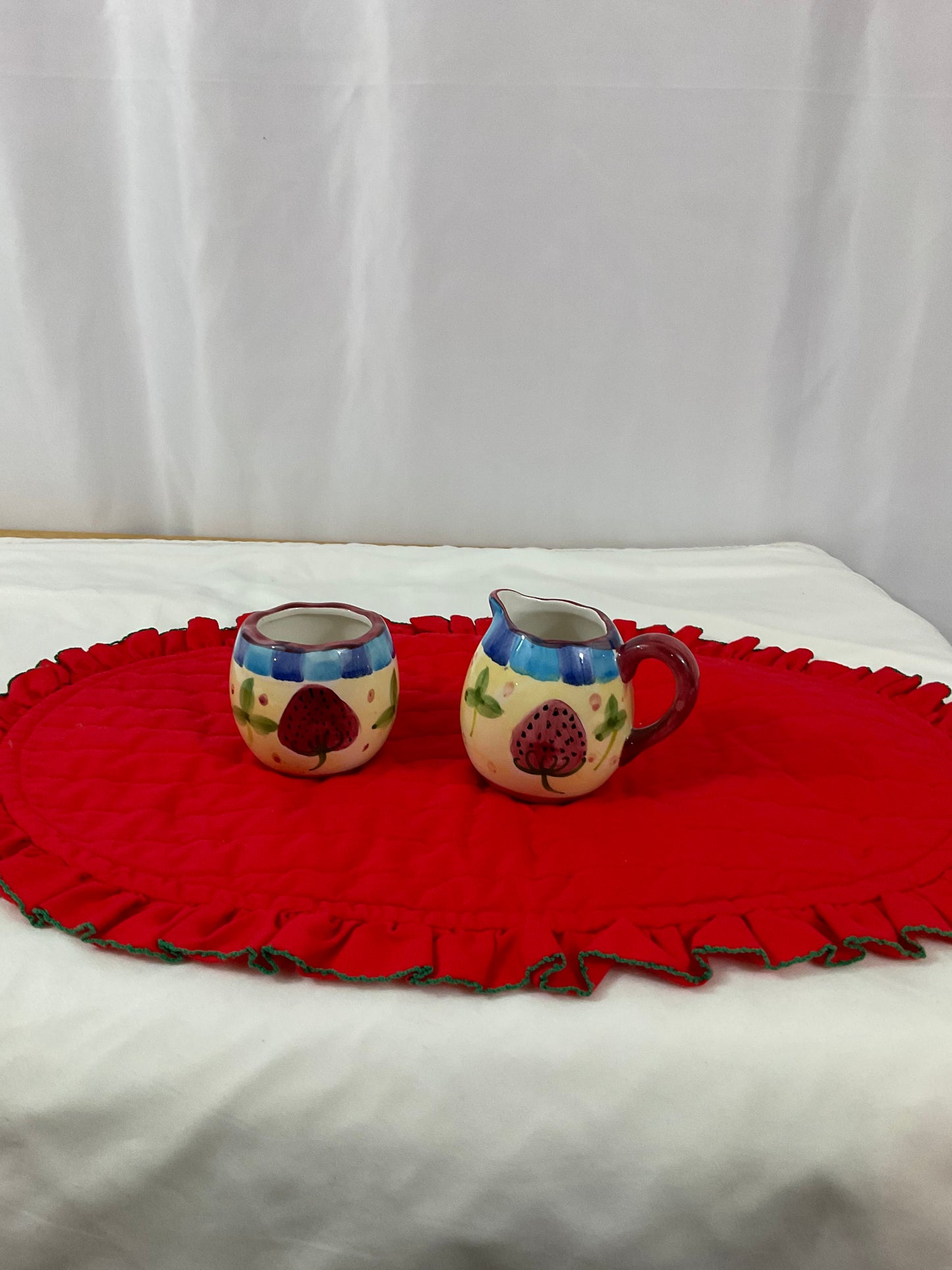 Creamer and Sugar Bowl Set - Strawberry Design