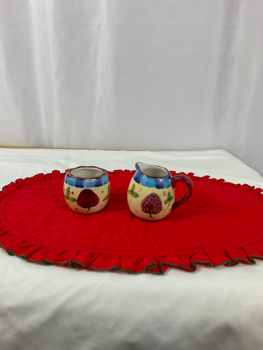 Creamer and Sugar Bowl Set - Strawberry Design