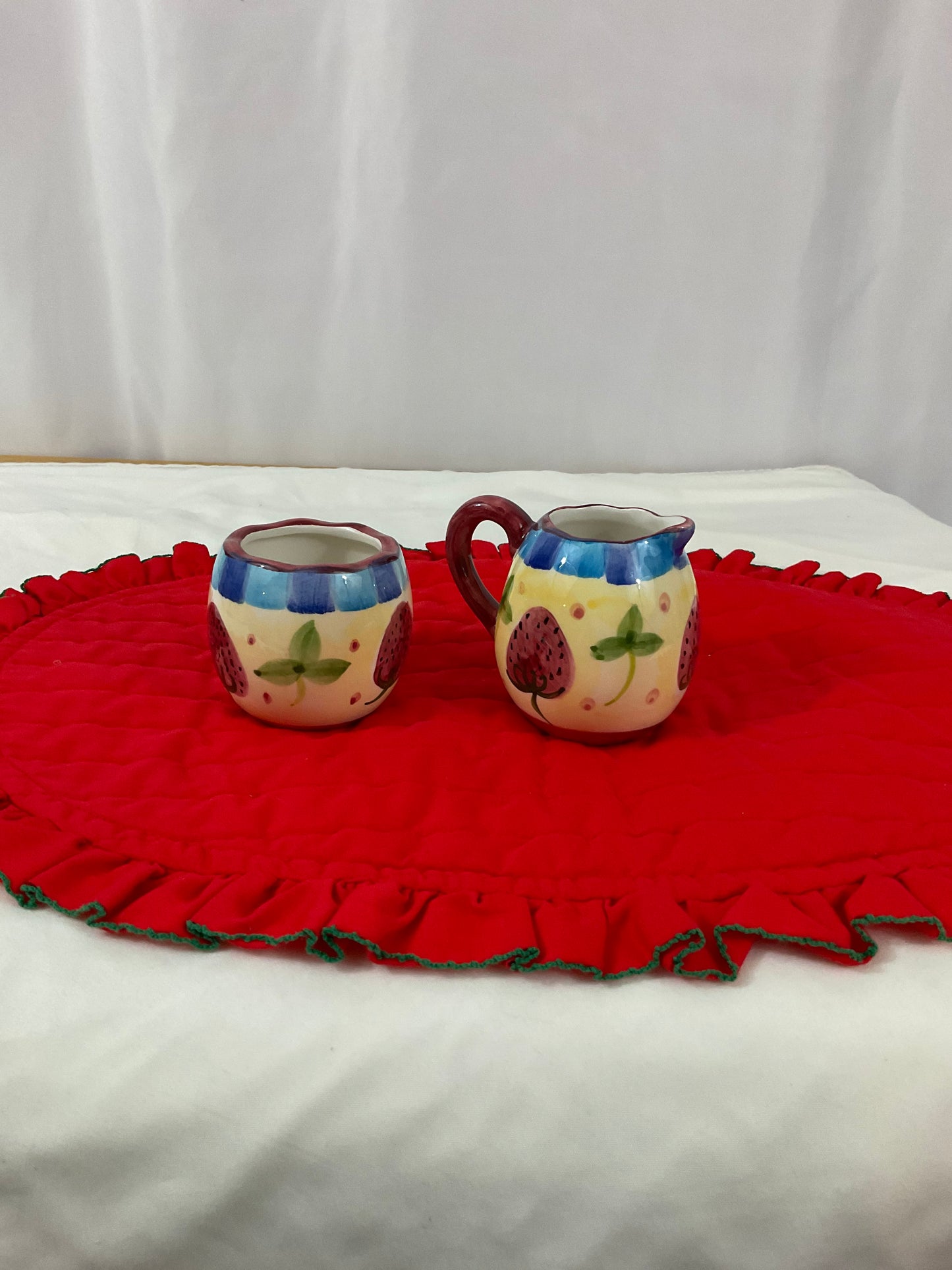 Creamer and Sugar Bowl Set - Strawberry Design