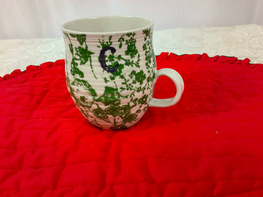 Mug - Green Floral - Initial "C"