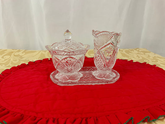 Sugar and Cream Set - Four Piece Crystal Set