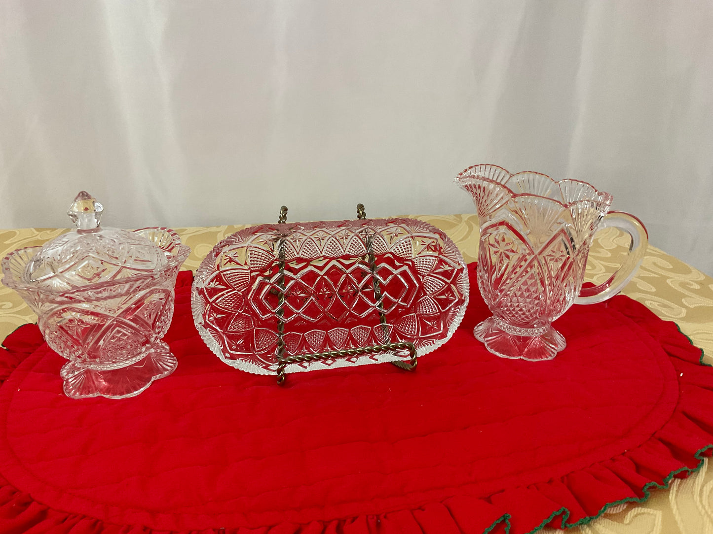 Sugar and Cream Set - Four Piece Crystal Set