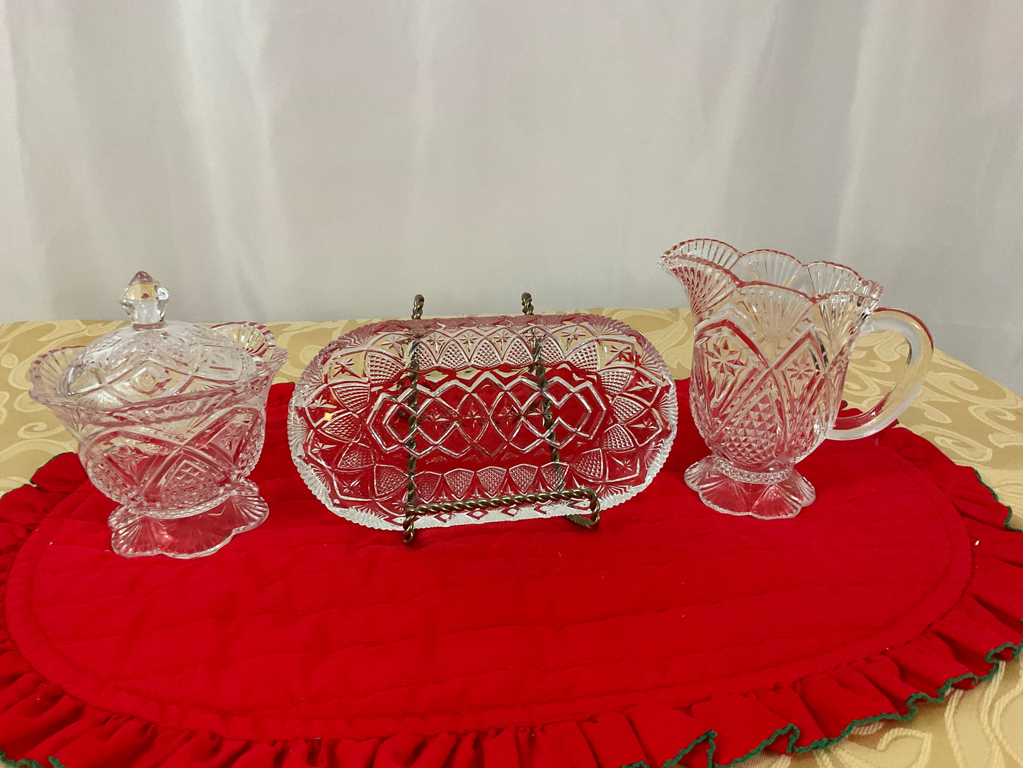 Sugar and Cream Set - Four Piece Crystal Set