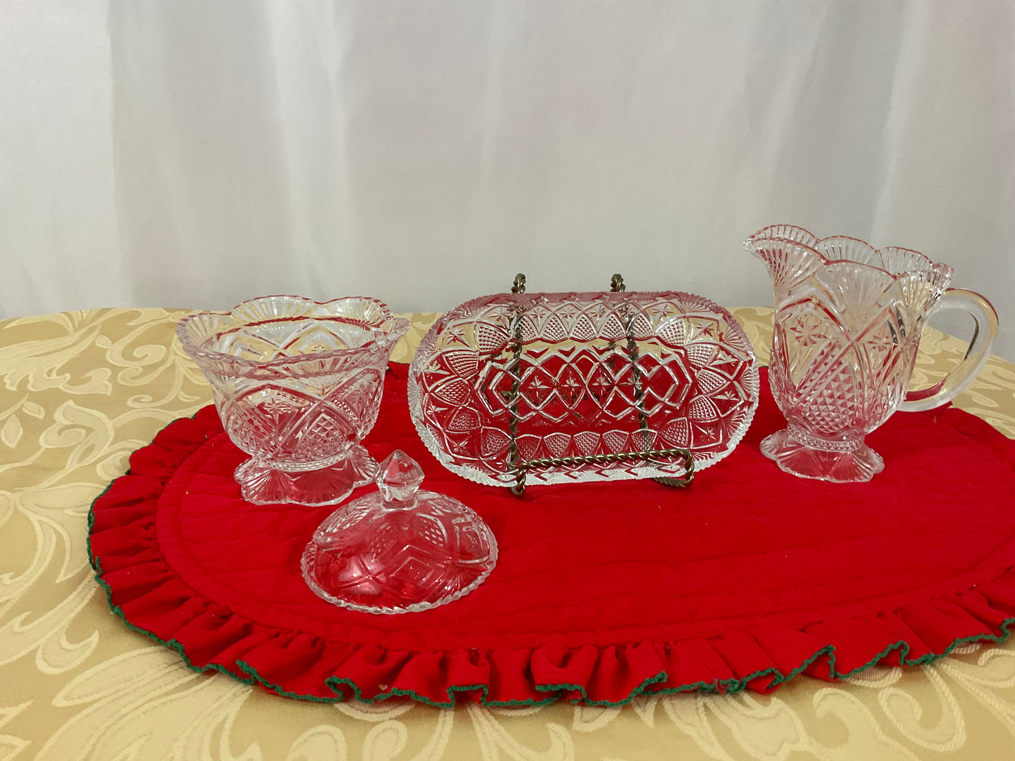 Sugar and Cream Set - Four Piece Crystal Set