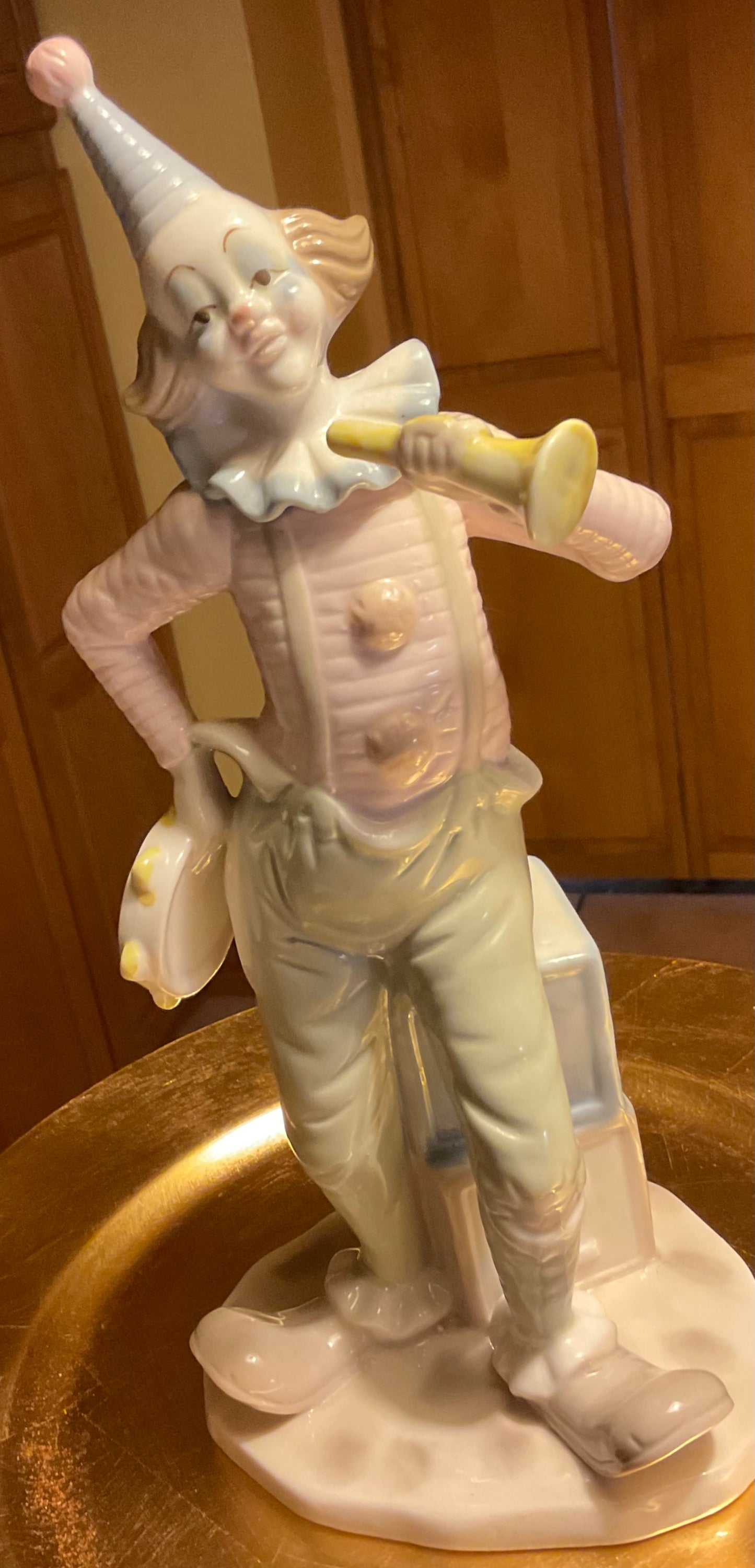 Figurine - Clown With Tambourine and Horn