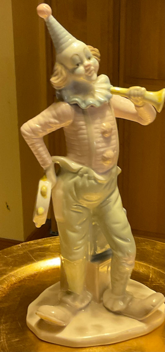 Figurine - Clown With Tambourine and Horn