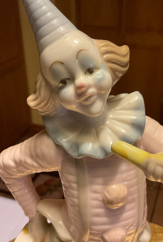 Figurine - Clown With Tambourine and Horn