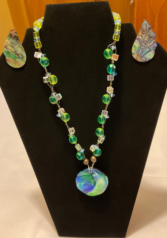 Jewelry - Necklace and Earrings Set -Turquoise Glass