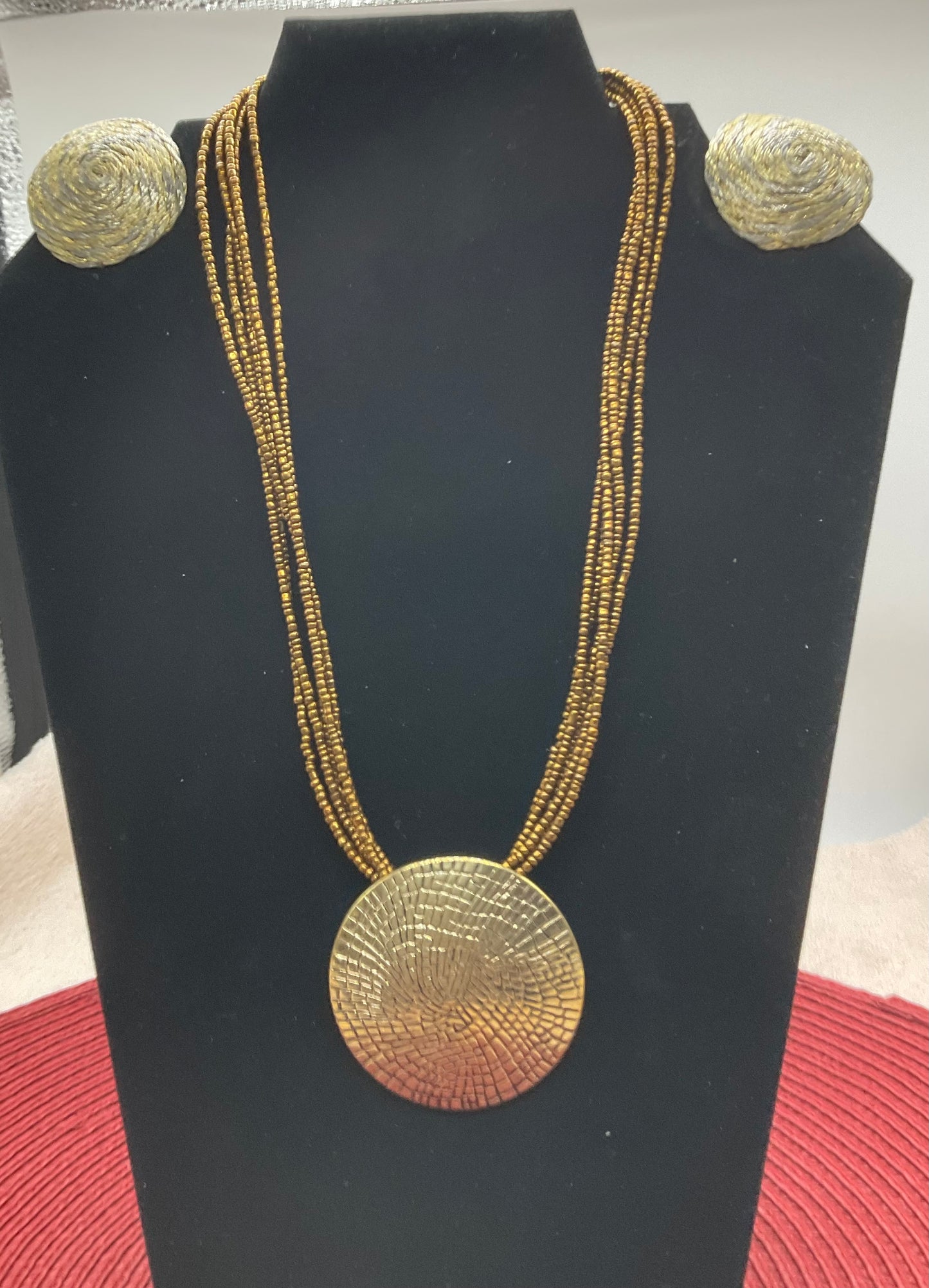 Jewelry - Necklace and Earring Set - Gold-Tone Medallion