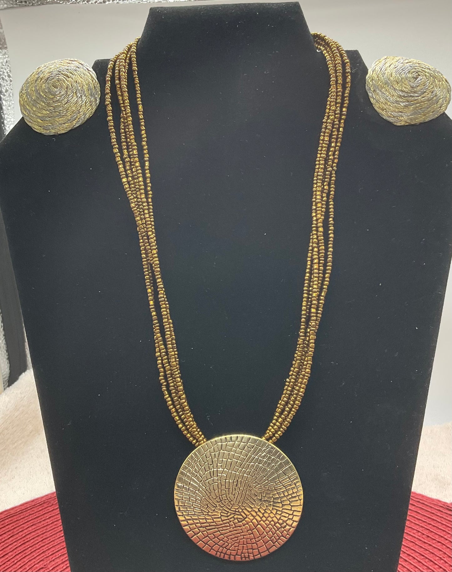 Jewelry - Necklace and Earring Set - Gold-Tone Medallion