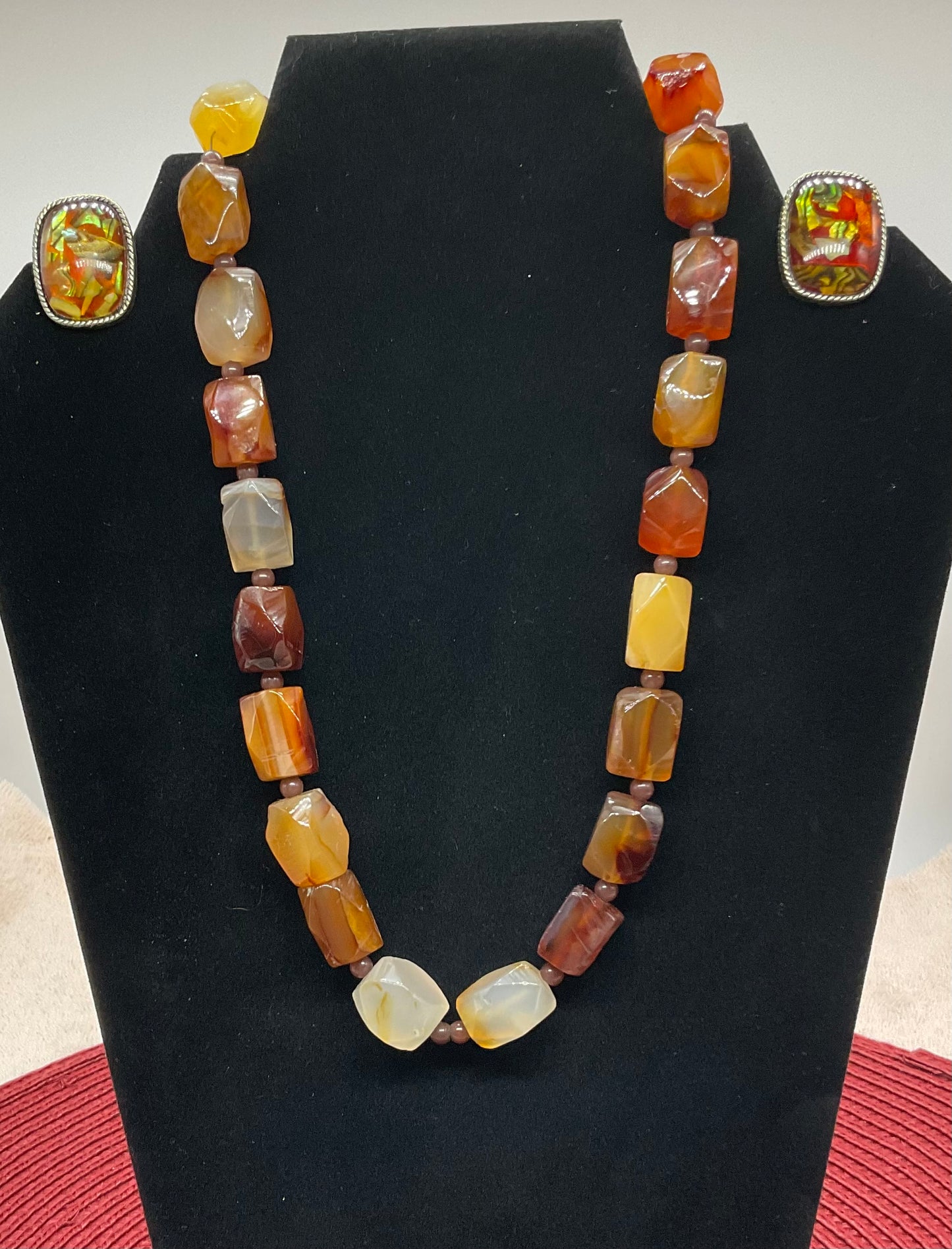 Jewelry - Necklace and Earring Set - Multi-Color Stones