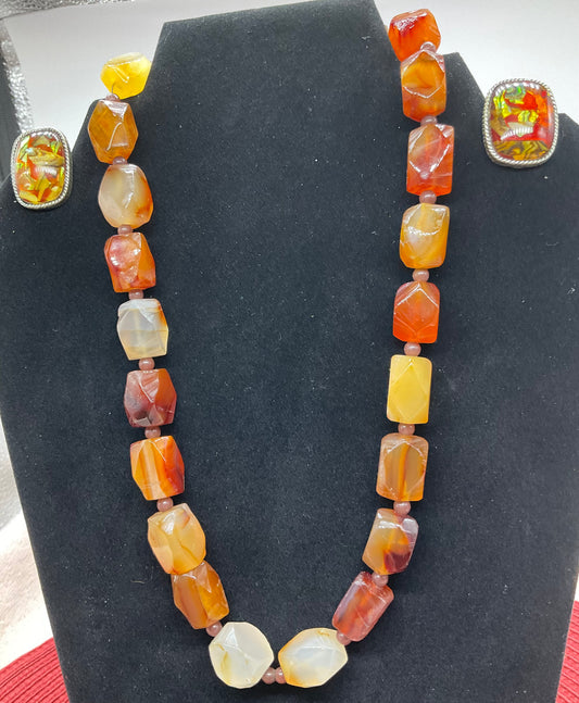 Jewelry - Necklace and Earring Set - Multi-Color Stones