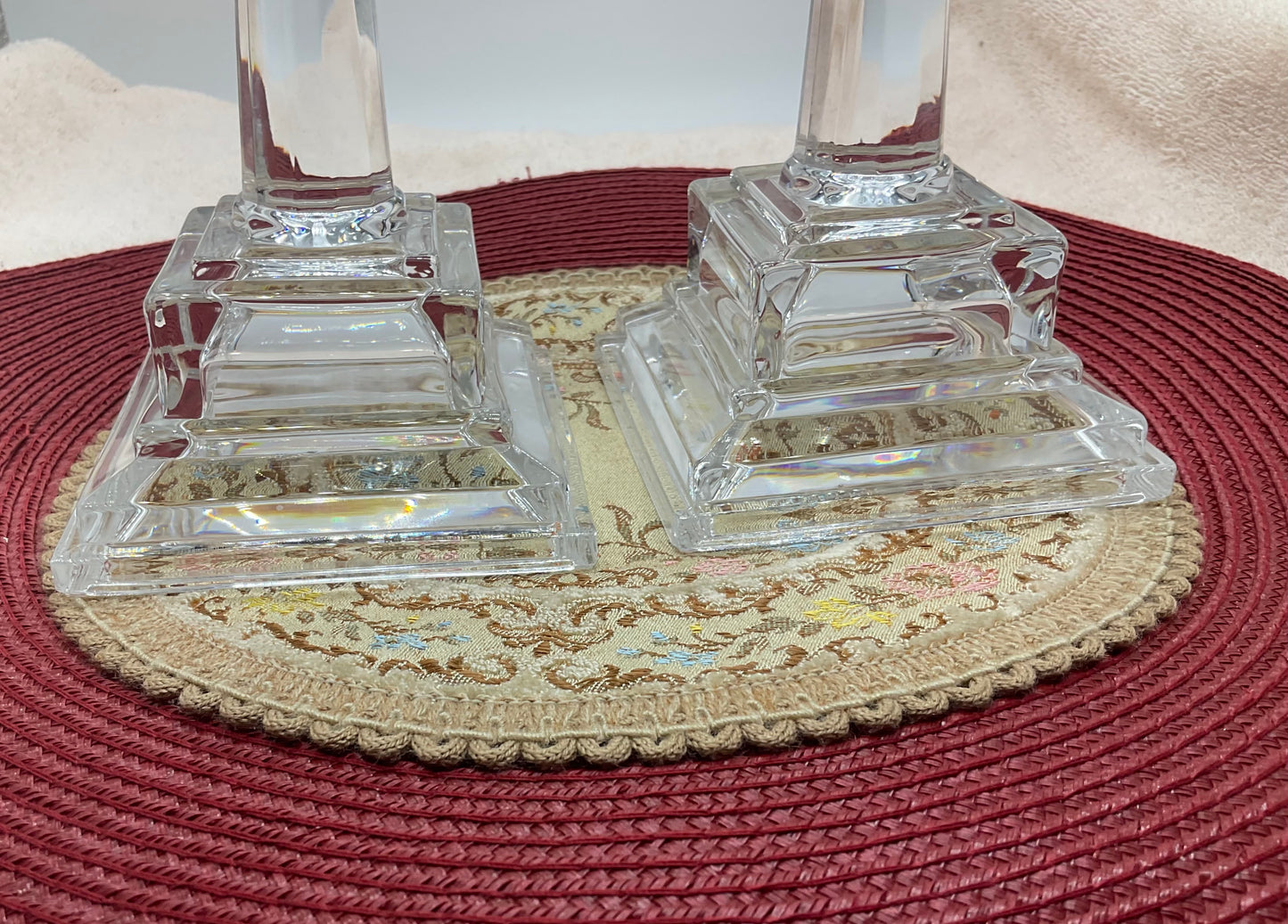 Candle Holders - 2 Clear Glass/Crystal Set