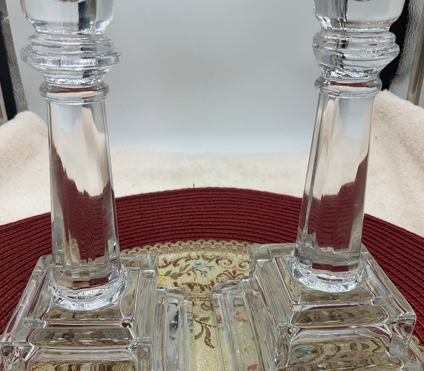 Candle Holders - 2 Clear Glass/Crystal Set