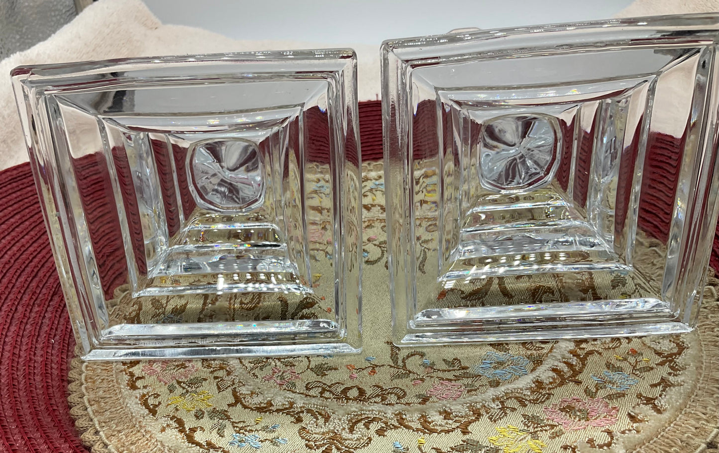 Candle Holders - 2 Clear Glass/Crystal Set