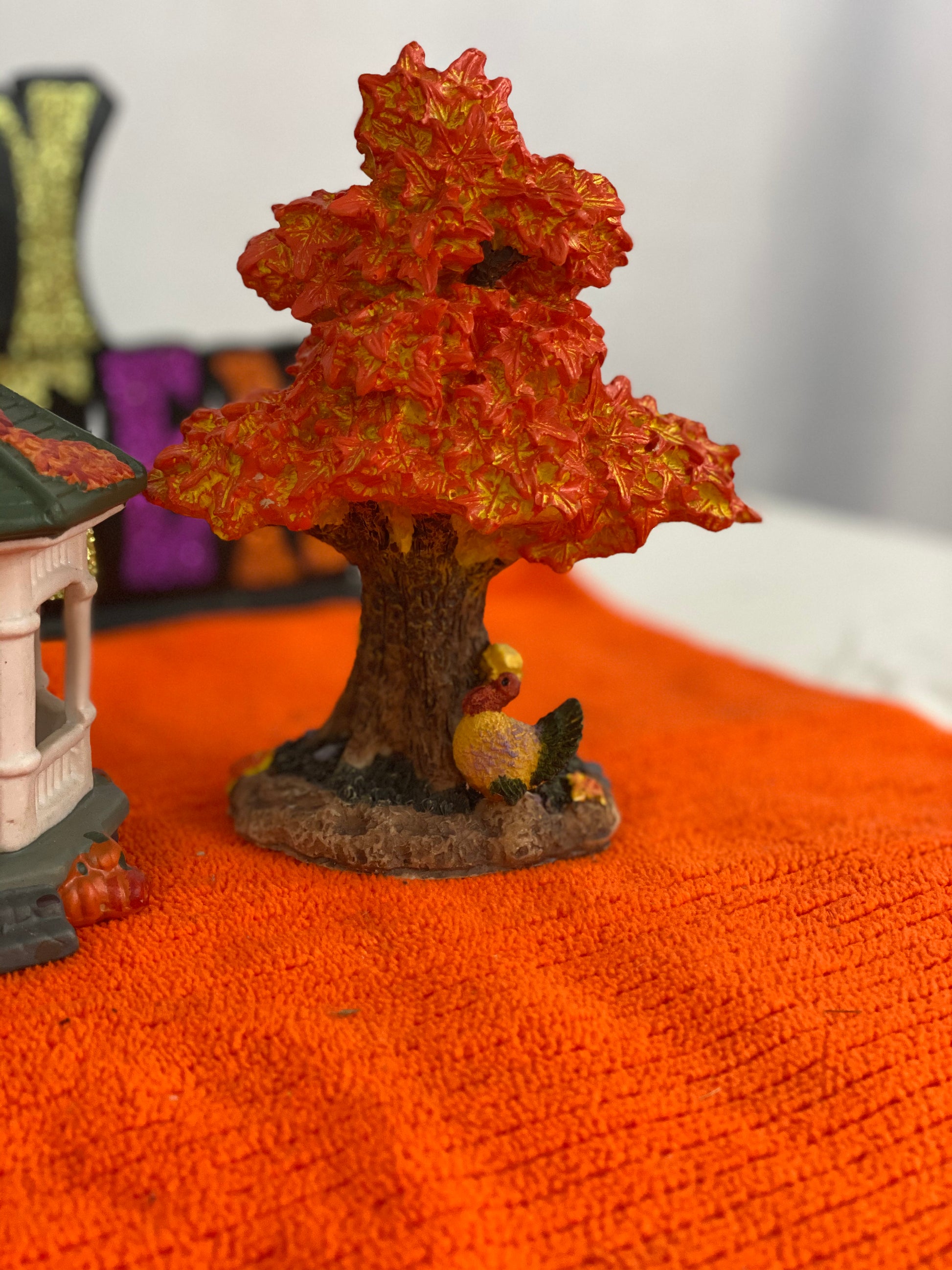 Gazebo Decorated for Autumn  Approx 4.5 H x 3.5” W    Autumn Tree  Approx 6” H x 4,5” W